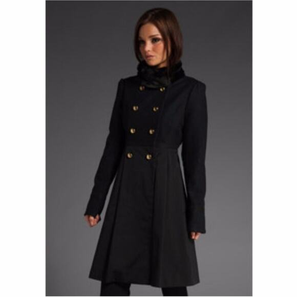 Marc by Marc Jacobs Runway Gemini Melton Coat Faux Fur Collar Double Breasted XS - Picture 3 of 15